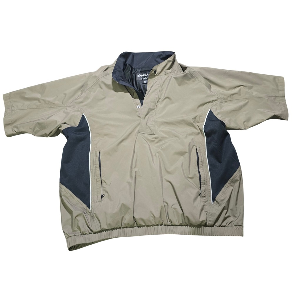 FootJoy DryJoys Windshirt Mens XL Tan Short Sleeve Pullover Golf Jacket 1/4 Zip